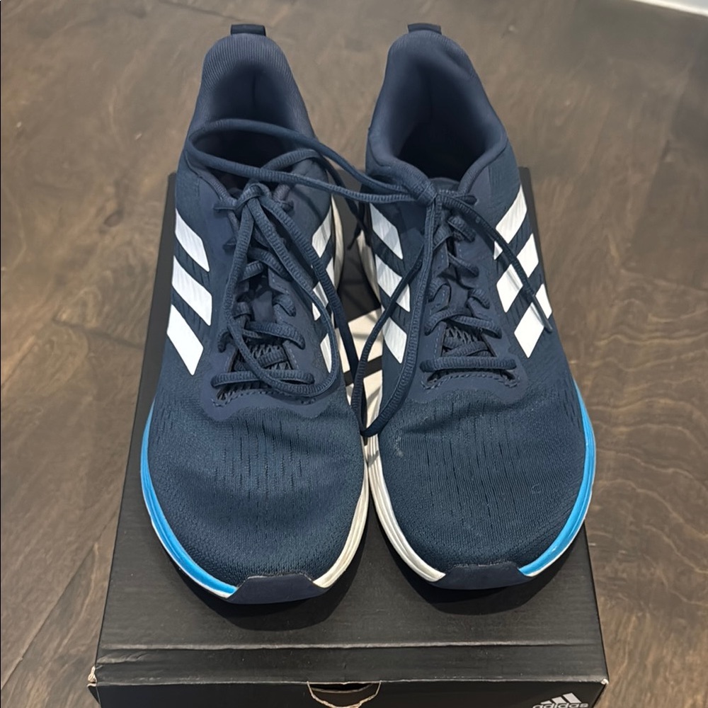 Adidas Navy and White Sneakers